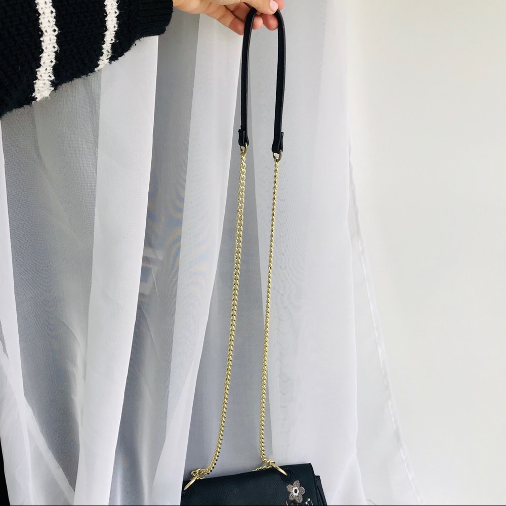 Black Floral Embroidered Over the Shoulder Bag - Picture 4 of 10